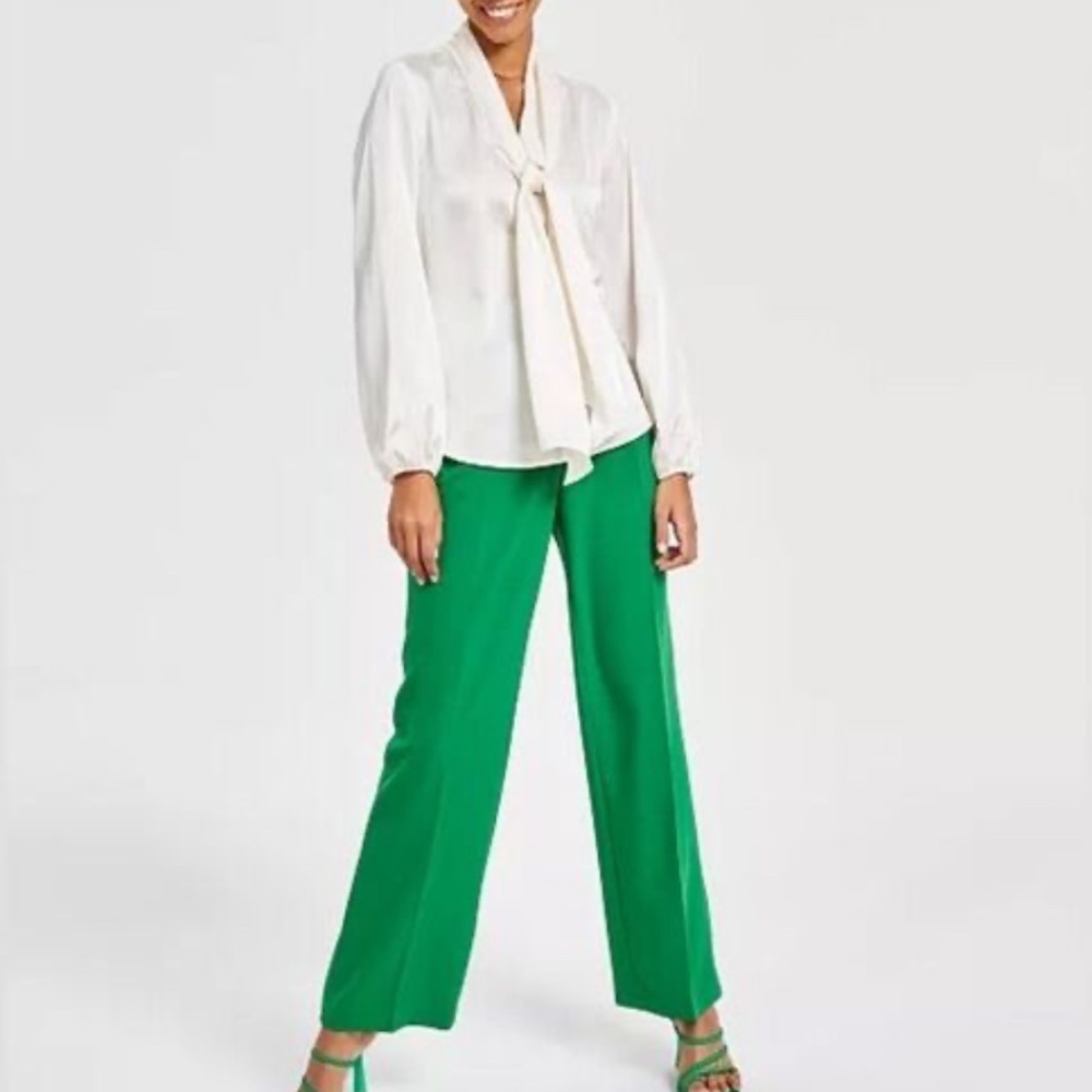 Bar III Women’s Bow-Tie Long-Sleeve Blouse Bar White XS